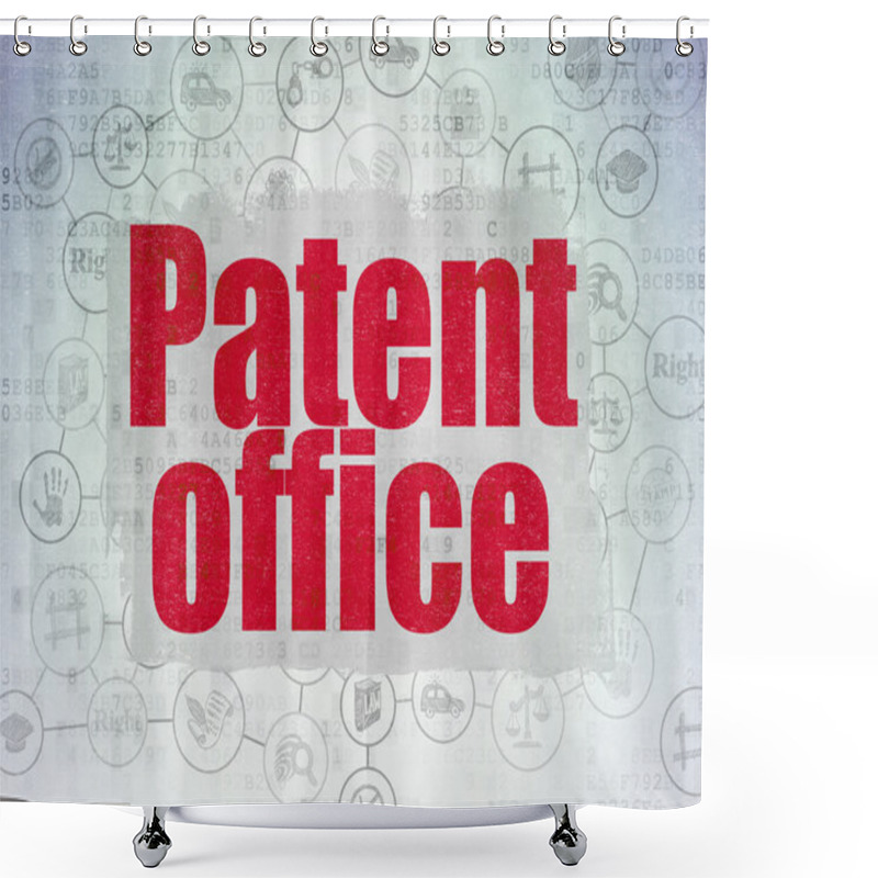 Personality  Law Concept: Patent Office On Digital Data Paper Background Shower Curtains