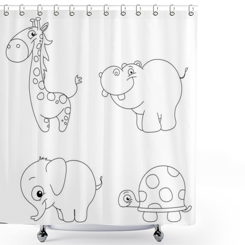 Personality  Outlined Cute Animals Shower Curtains