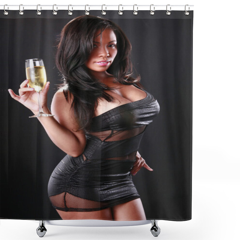 Personality  Sexy Girl With Glass Of Champagne Shower Curtains