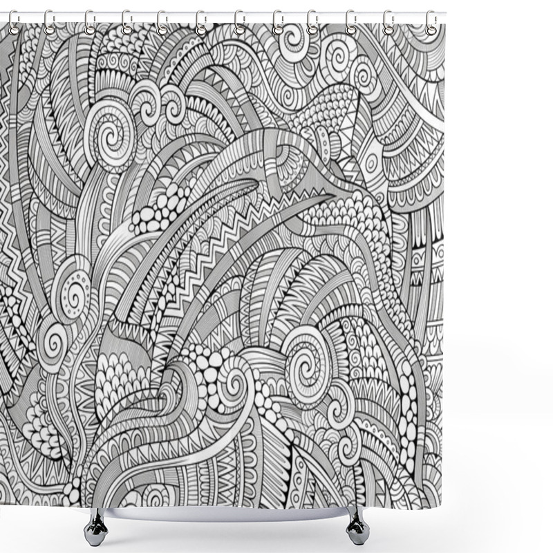 Personality  Abstract Sketchy Doodles Hand Drawn Ethnic Pattern Shower Curtains