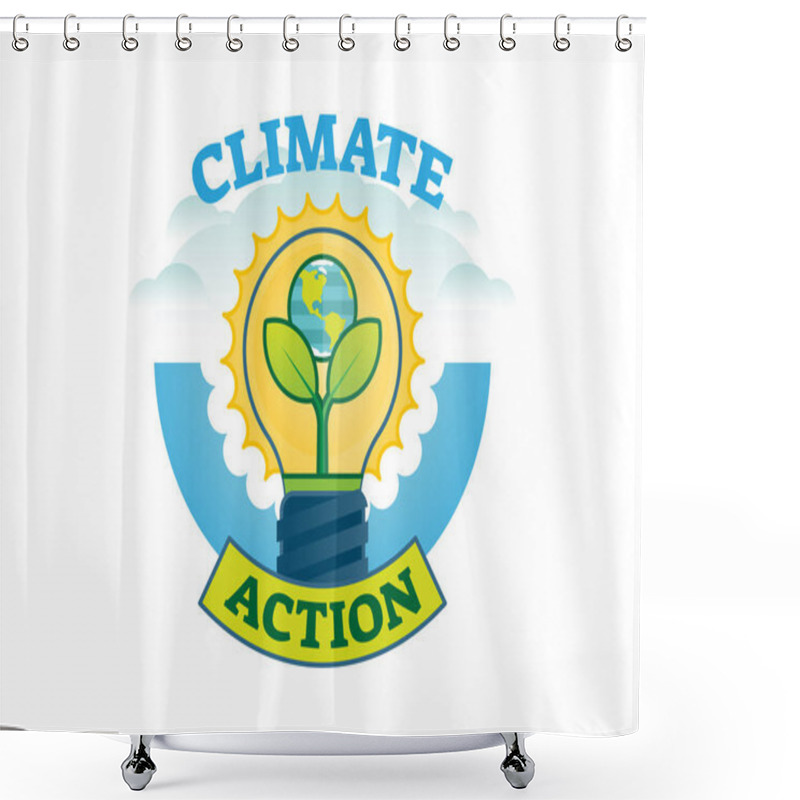 Personality  Climate Action, Climate Change Movement Vector Logo Badge  Shower Curtains