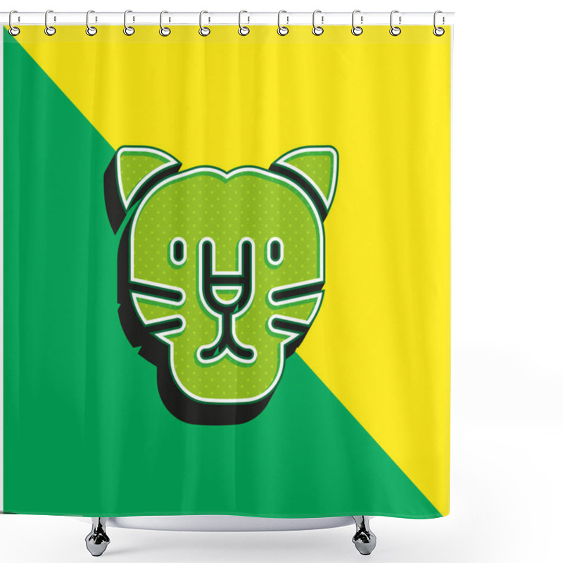 Personality  Black Panther Green And Yellow Modern 3d Vector Icon Logo Shower Curtains