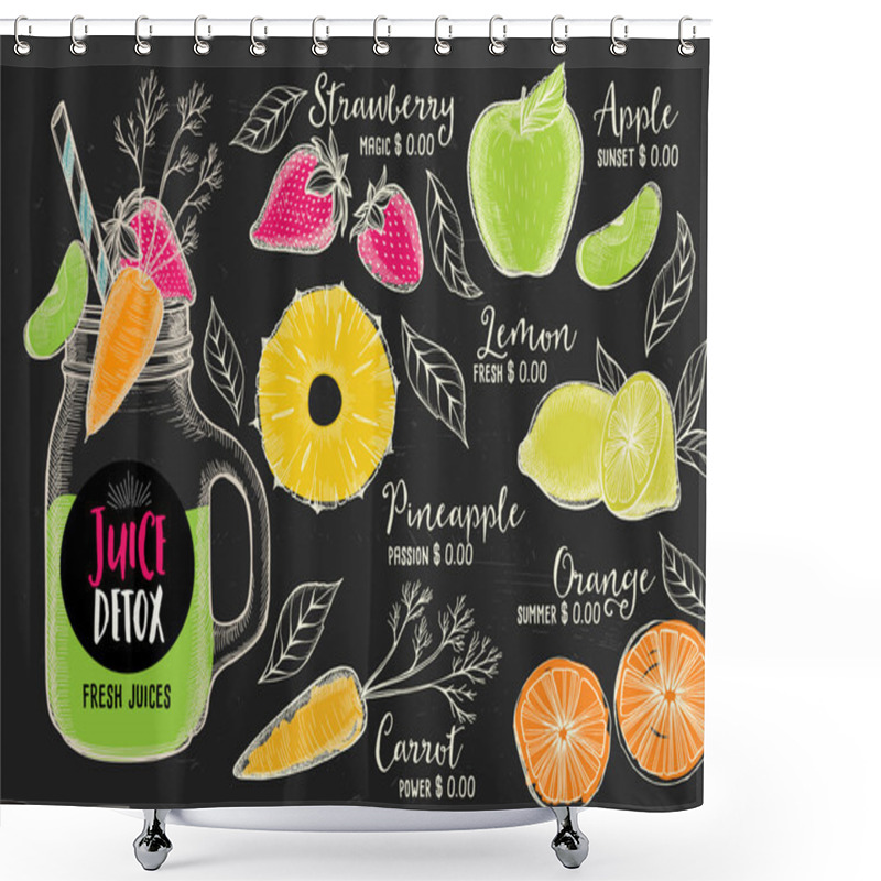 Personality  Juice Menu Drink Restaurant Brochure Shower Curtains