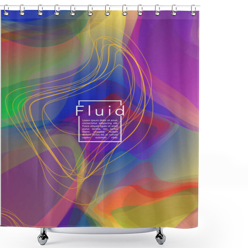 Personality  Futuristic Geometric Cover Design With Gradient And Abstract Lines, Figures For Your Business.  Banner Fluid Rainbow Poster Design, Gradient Effect For Annual Report. Shower Curtains