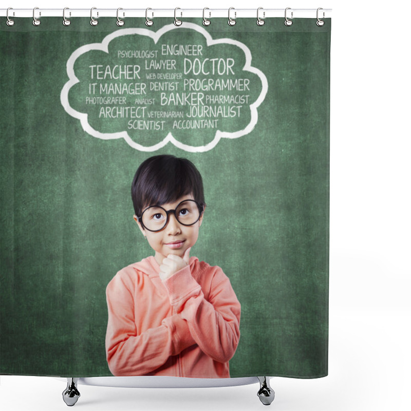 Personality  Pensive Little Student Thinking Future Jobs Shower Curtains