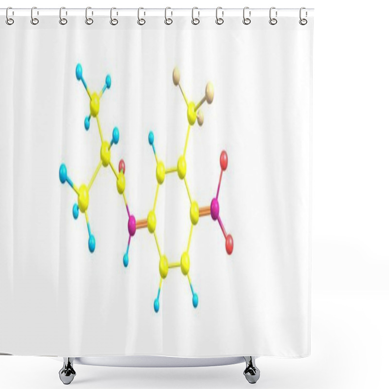 Personality  Flutamide Molecular Structure Isolated On White Shower Curtains