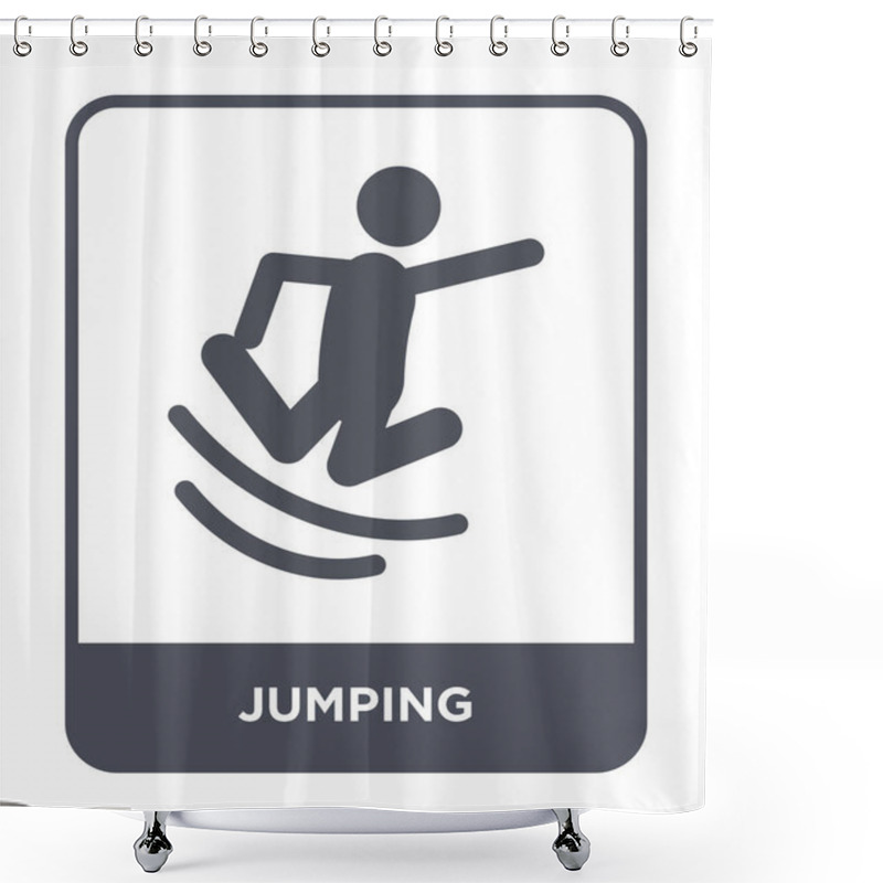 Personality  Jumping Icon In Trendy Design Style. Jumping Icon Isolated On White Background. Jumping Vector Icon Simple And Modern Flat Symbol. Shower Curtains