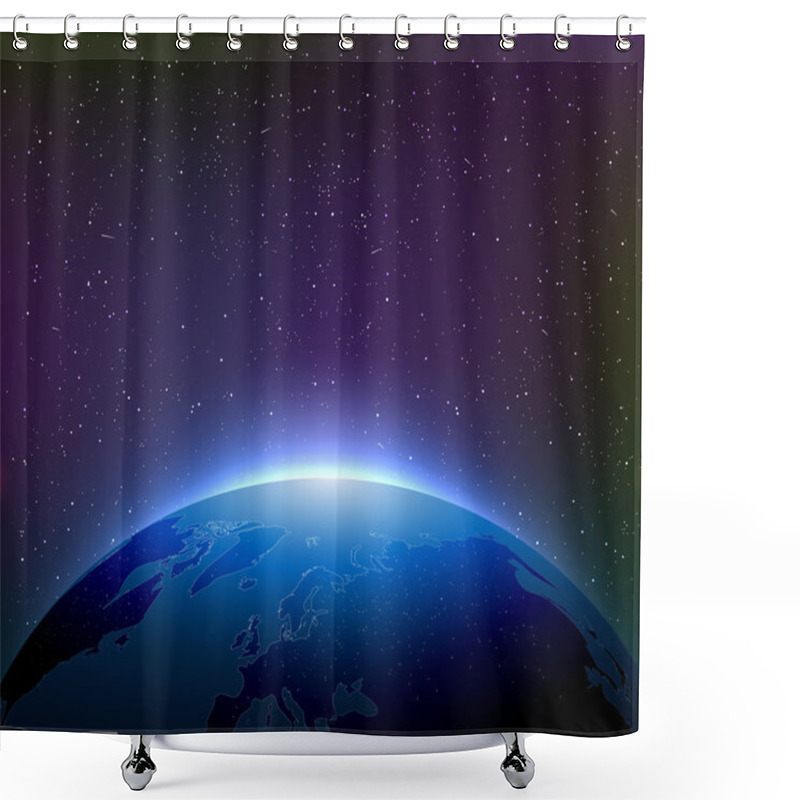 Personality  Earth At Night Among Starry Sky Shower Curtains