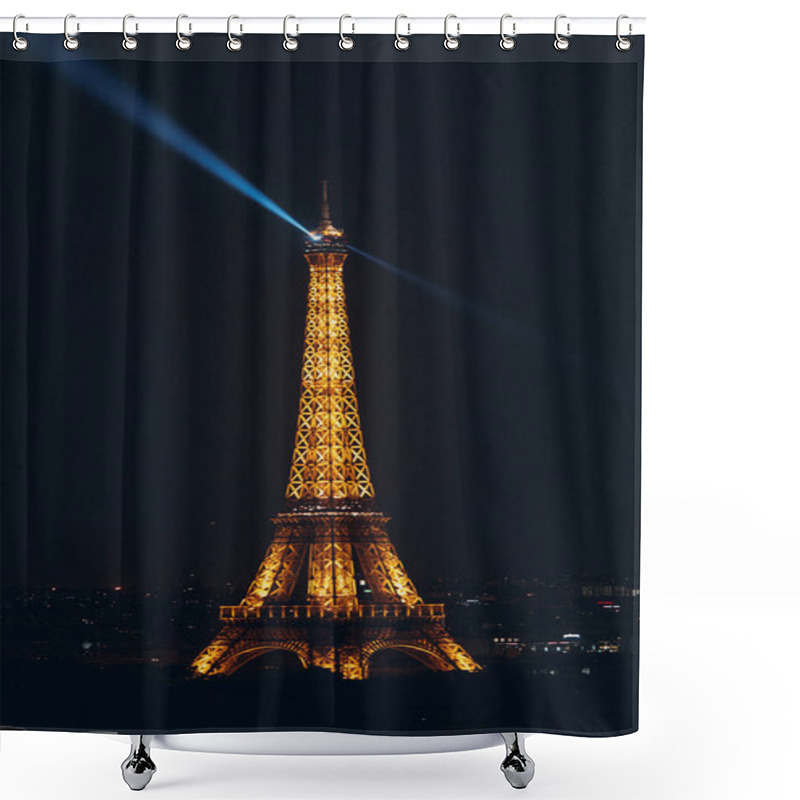 Personality  Night View Of The Eiffel Tower From The Arc De Triomphe Shower Curtains