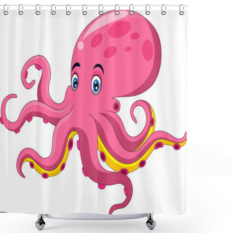 Personality  Cute Octopus Cartoon On White Background Shower Curtains