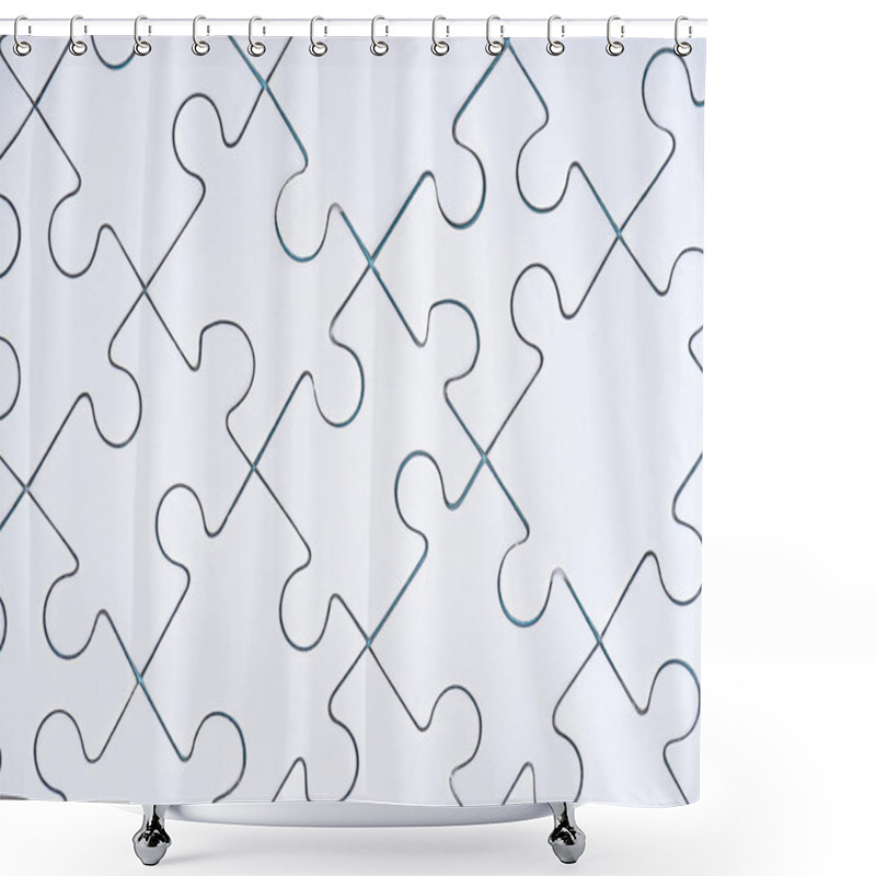 Personality  Full Frame Of Arranged White Puzzles Background Shower Curtains