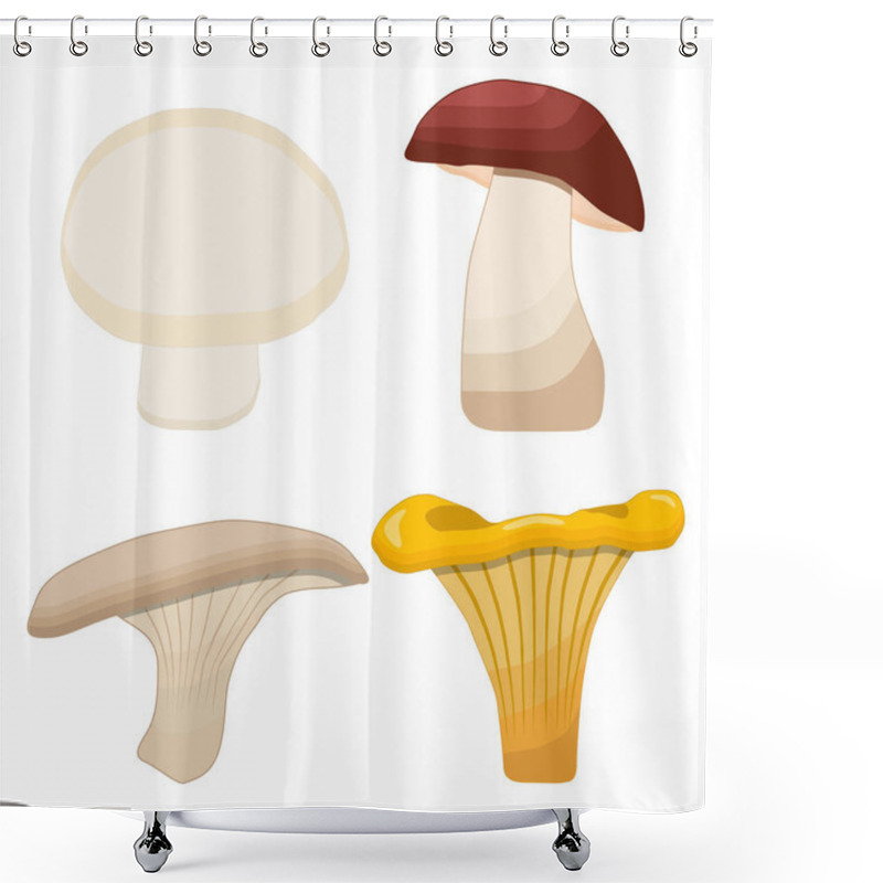 Personality  Vector Illustration Logo Of Edible Mushroom Fresh Yellow Chanterelle Shower Curtains