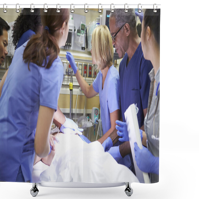 Personality  Medical Team Working On Patient In Emergency Room Shower Curtains