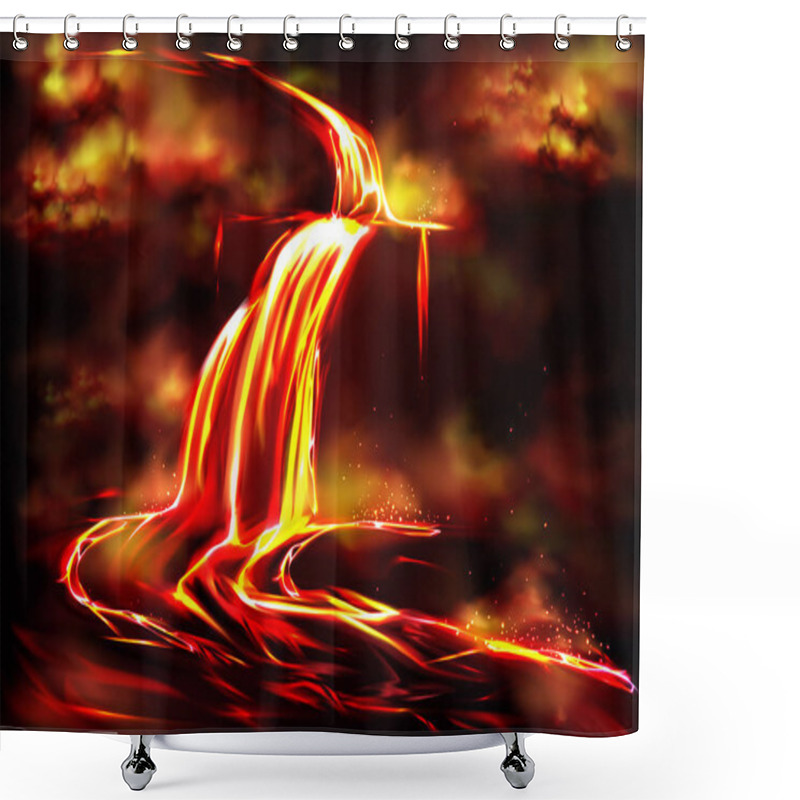 Personality  Hot Magma Flow Caused By Volcanic Activity Vector Shower Curtains