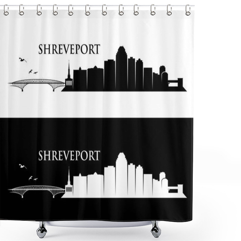 Personality  Shreveport City Skyline Buildings Vector Posters Shower Curtains