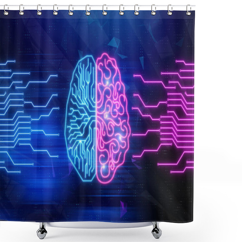 Personality  Creative Digital Brain Background. Artifical Intelligence And Technology Concept. 3D Rendering  Shower Curtains