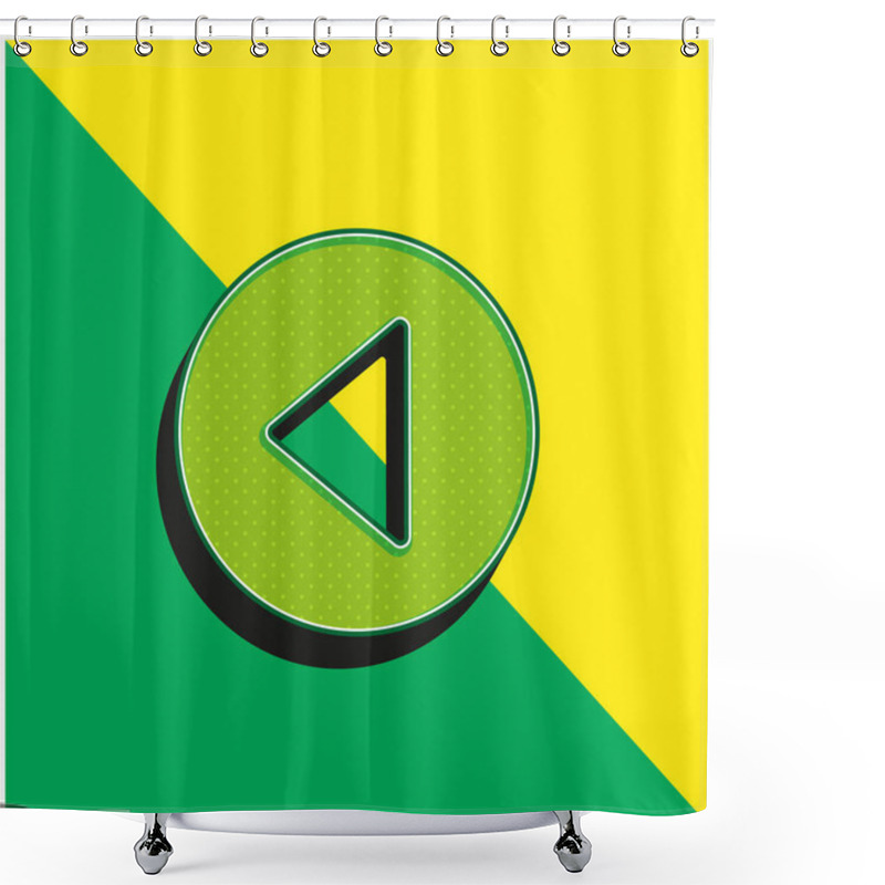 Personality  Back Left Arrow Circular Button Green And Yellow Modern 3d Vector Icon Logo Shower Curtains