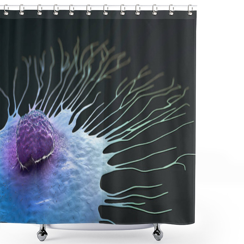 Personality  Scientific Illustration Of A Migrating Breast Cancer Cell - 3d Illustration Shower Curtains