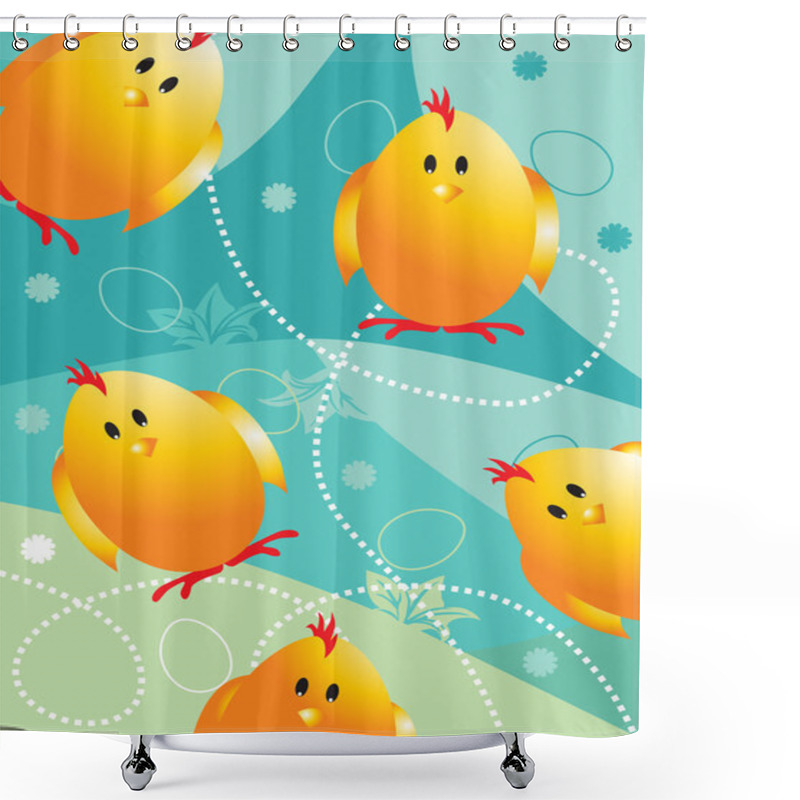 Personality  Seagreen Background With Chicken Shower Curtains