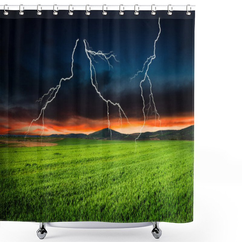 Personality  Thunderstorm With Lightning Shower Curtains