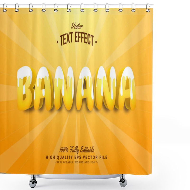 Personality  Banana Text Effect 3D Editable Font Background Yellow Shower Curtains