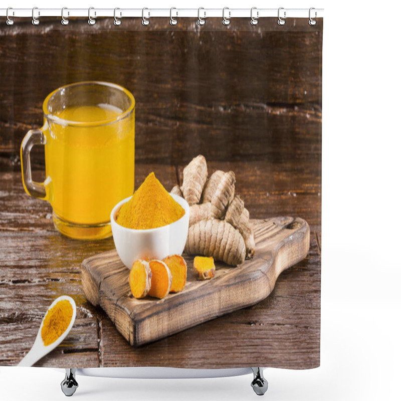 Personality  Turmeric And Water, Healthy Drink - Curcuma Longa Shower Curtains