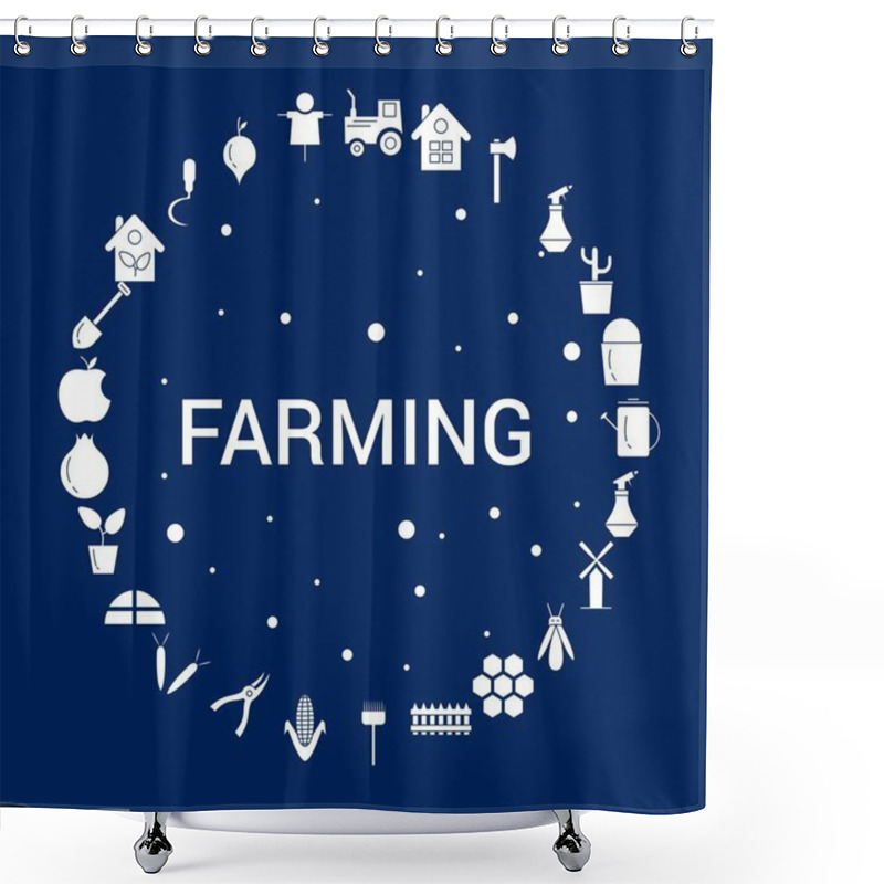 Personality  Creative Farming Icon Background Shower Curtains