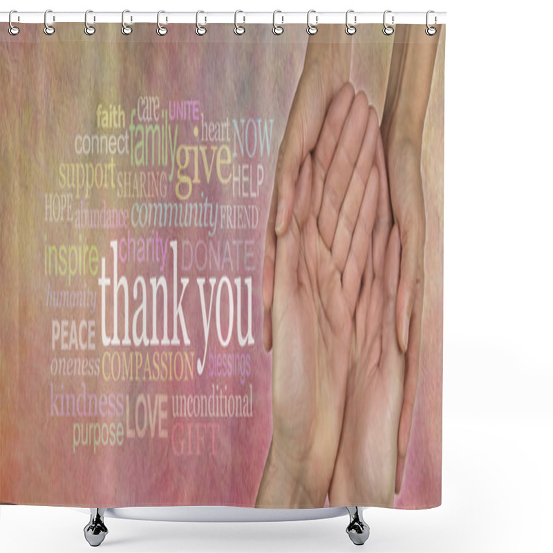 Personality  Fund Raising Campaign Website Header Saying Thank You Shower Curtains