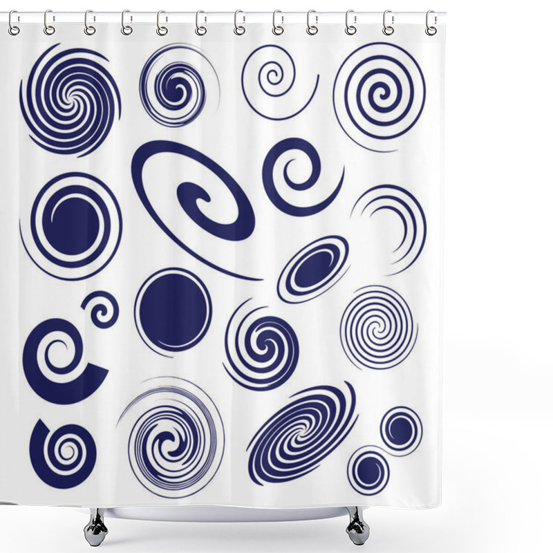 Personality  Set Of Different Vector Spiral Design Elements Isolated Shower Curtains