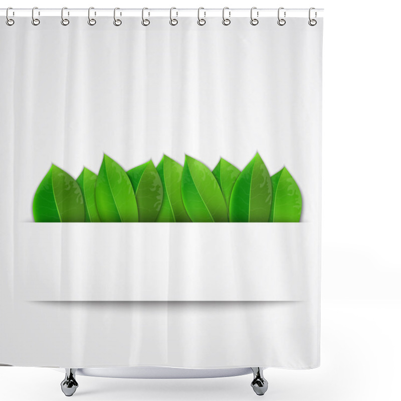 Personality  Green Leaves On A White Background Shower Curtains