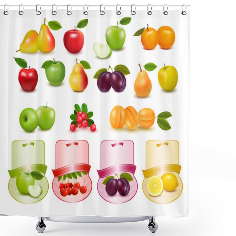 Personality  Group With Different Sorts Of Fruit And Labels. Shower Curtains