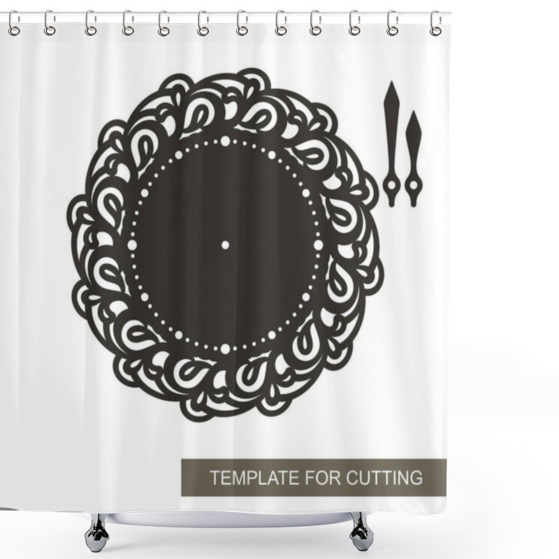 Personality  Openwork Dial With Arrows On White Background. Template For Laser Cutting, Wood Carving, Paper Cut And Printing. Vector Illustration. Shower Curtains