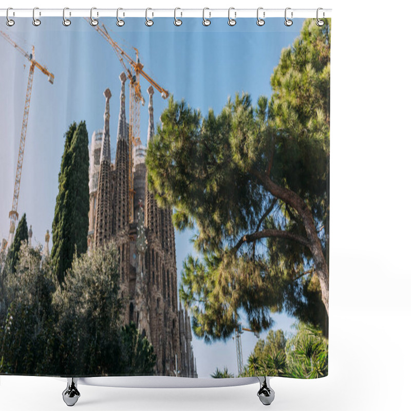 Personality  BARCELONA, SPAIN - DECEMBER 28, 2018: Selective Focus Of Temple Expiatori De La Sagrada Familia, One Of The Most Famous Buildings Of Barcelona, Built By Antoni Gaudi Shower Curtains