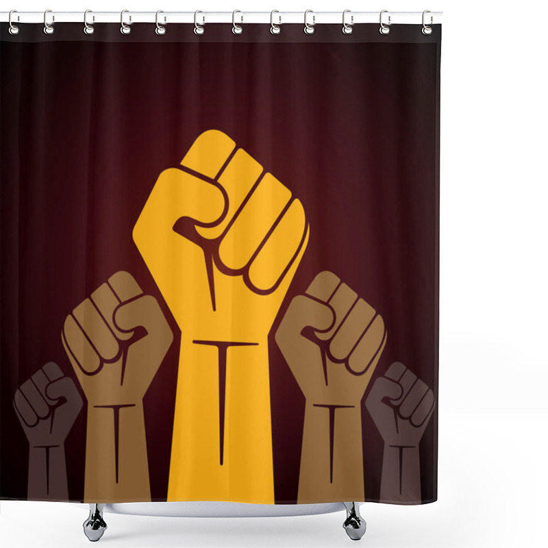 Personality  Clenched Fist Held In Protest Vector Illustration Shower Curtains