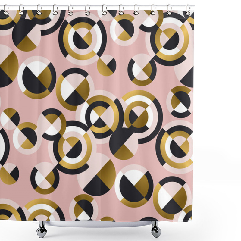 Personality  Circular Geometric Shapes Retro Seamless Pattern Shower Curtains