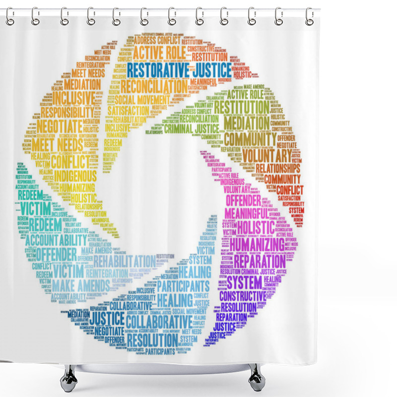 Personality  Restorative Justice Word Cloud Shower Curtains