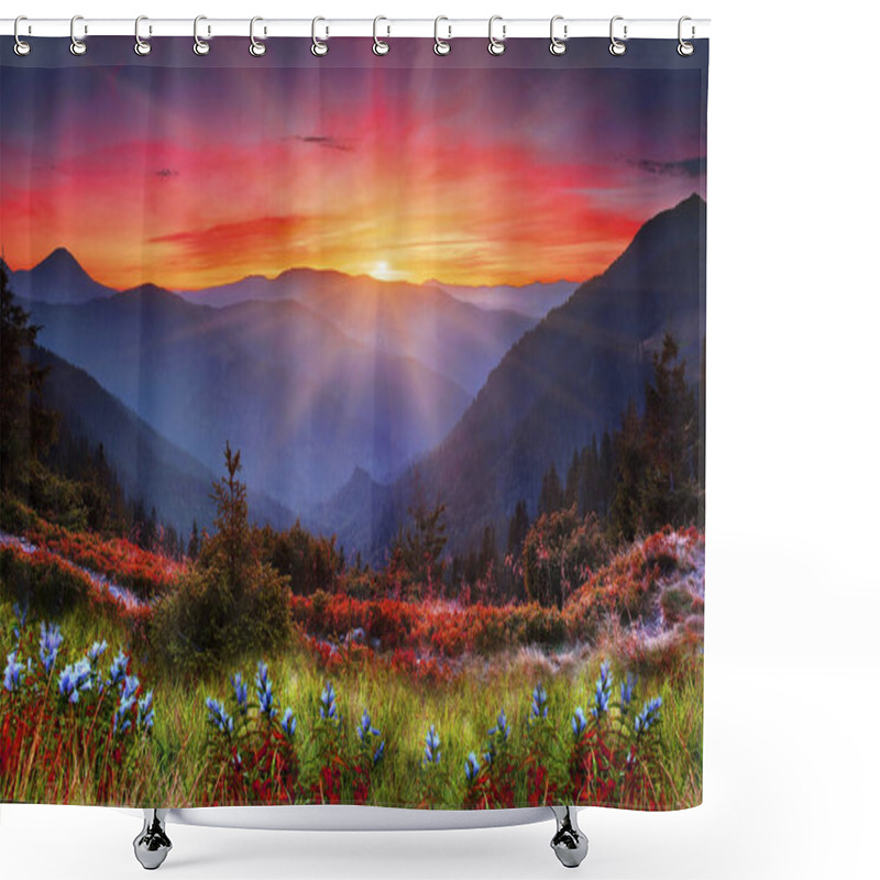 Personality  Beautiful Flowers In The Mountains Shower Curtains