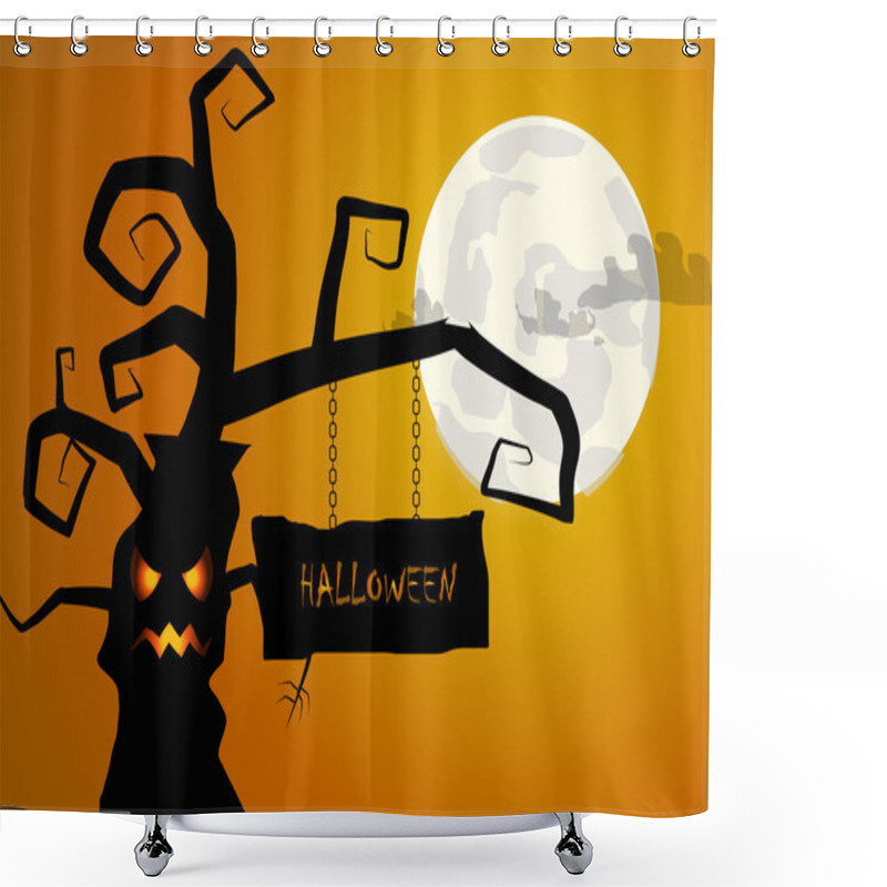 Personality  Vector : Tree And Sign Halloween Background Shower Curtains