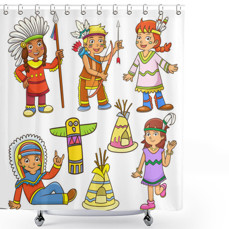 Personality  Illustration Of Red Indian Cartoon. Shower Curtains