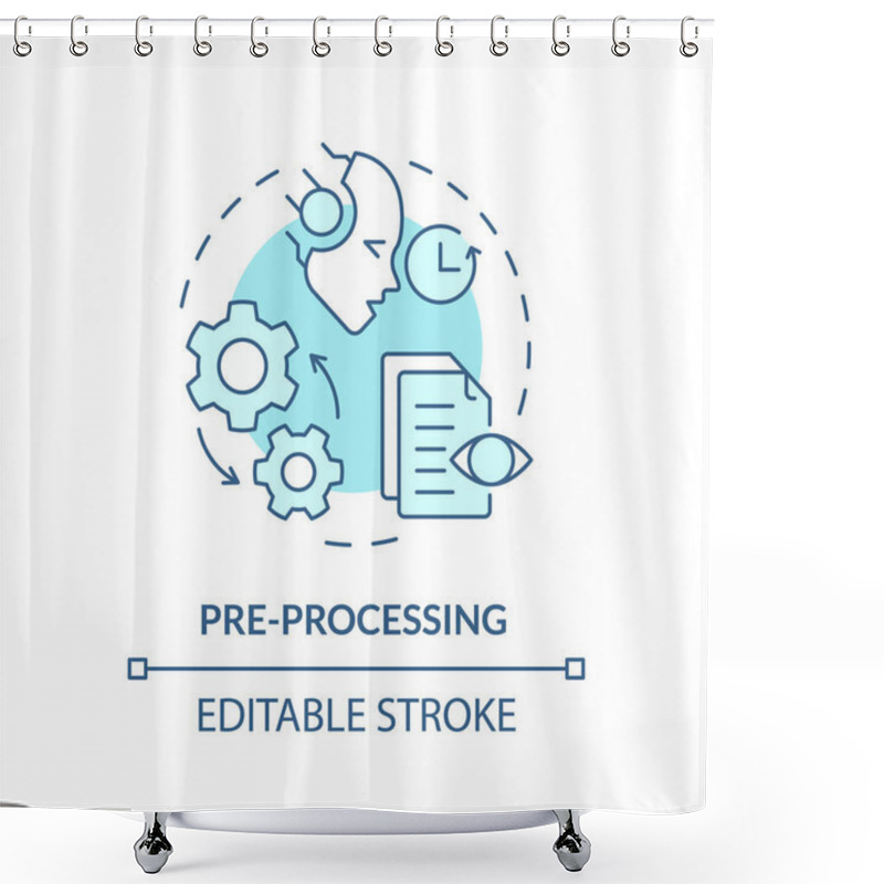 Personality  Pre-processing Soft Blue Concept Icon. Virtual Assistant, Transformative Tools. Data Processing. Round Shape Line Illustration. Abstract Idea. Graphic Design. Easy To Use In Infographic Shower Curtains