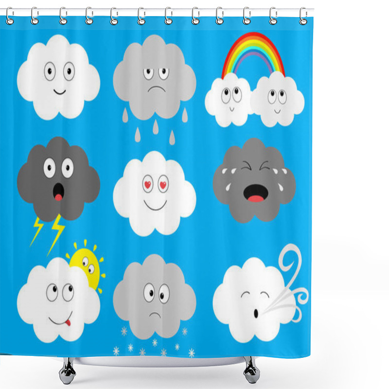 Personality  Cloud Emoji Icon Set   Shower Curtains