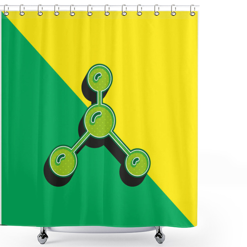 Personality  Atoms Green And Yellow Modern 3d Vector Icon Logo Shower Curtains