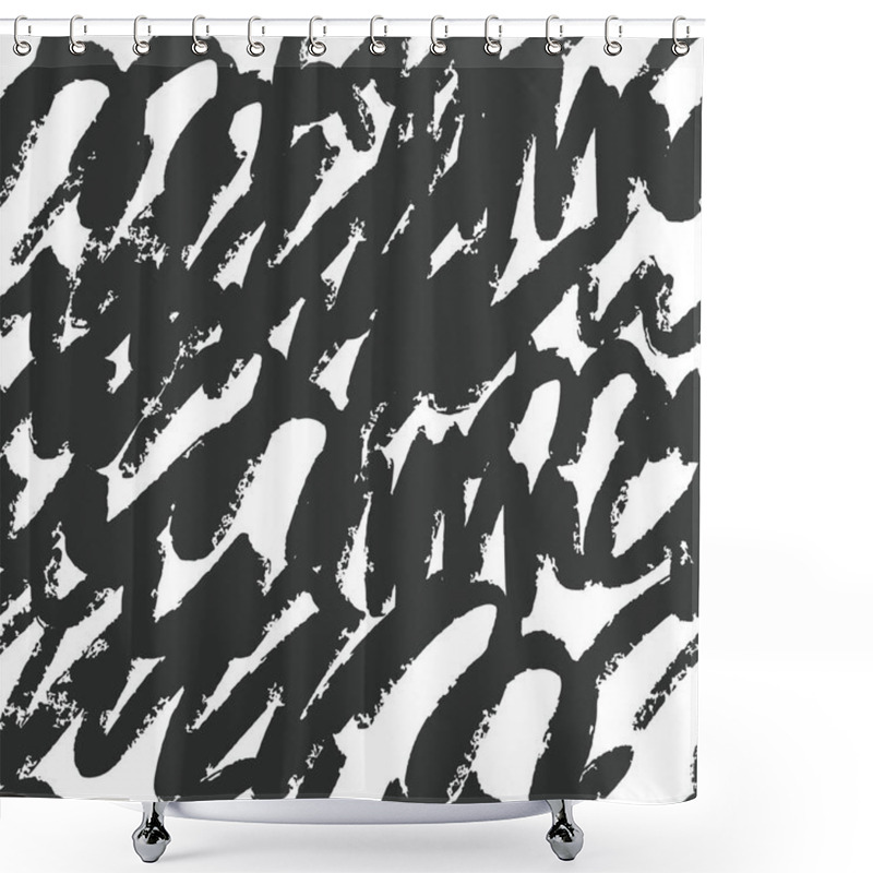 Personality  Hand Drawn Artistic Brush Strokes Seamless Pattern. Graffiti Wallpaper Shower Curtains