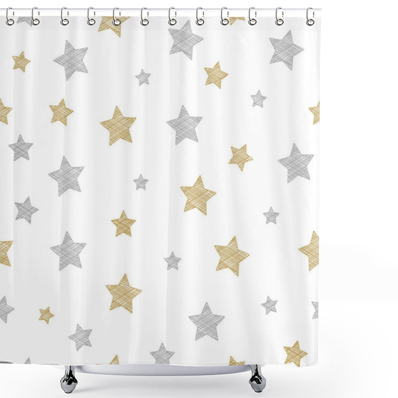 Personality  Background With Hand Drawn Stars. Vector. Shower Curtains