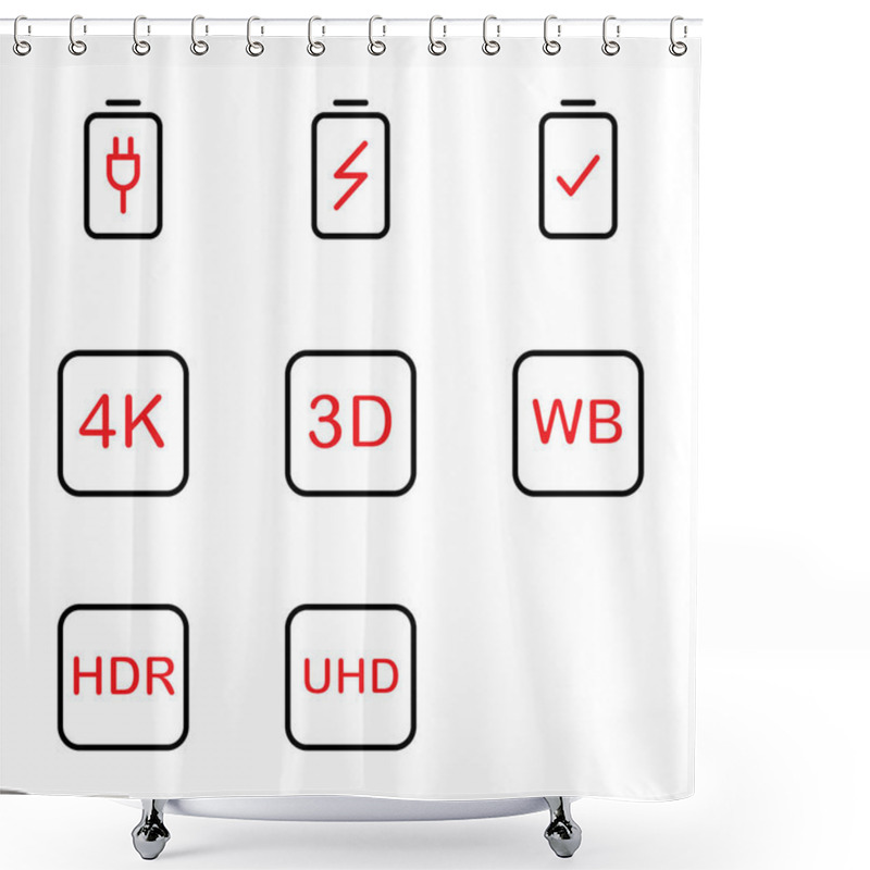 Personality  Photo Editor Icon Set Include Battery, Charge, Device, Plug, Charging, Energy, Electricity, Camera, Setting, 4k, Optional, Picture, Image, Balance, Device Camera, Dynamic, Range, High, Device, Ultra Shower Curtains