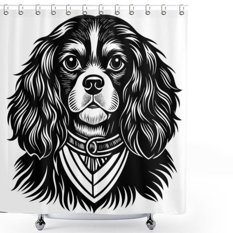 Personality  Detailed Black And White Dog Vector For Design Projects Shower Curtains