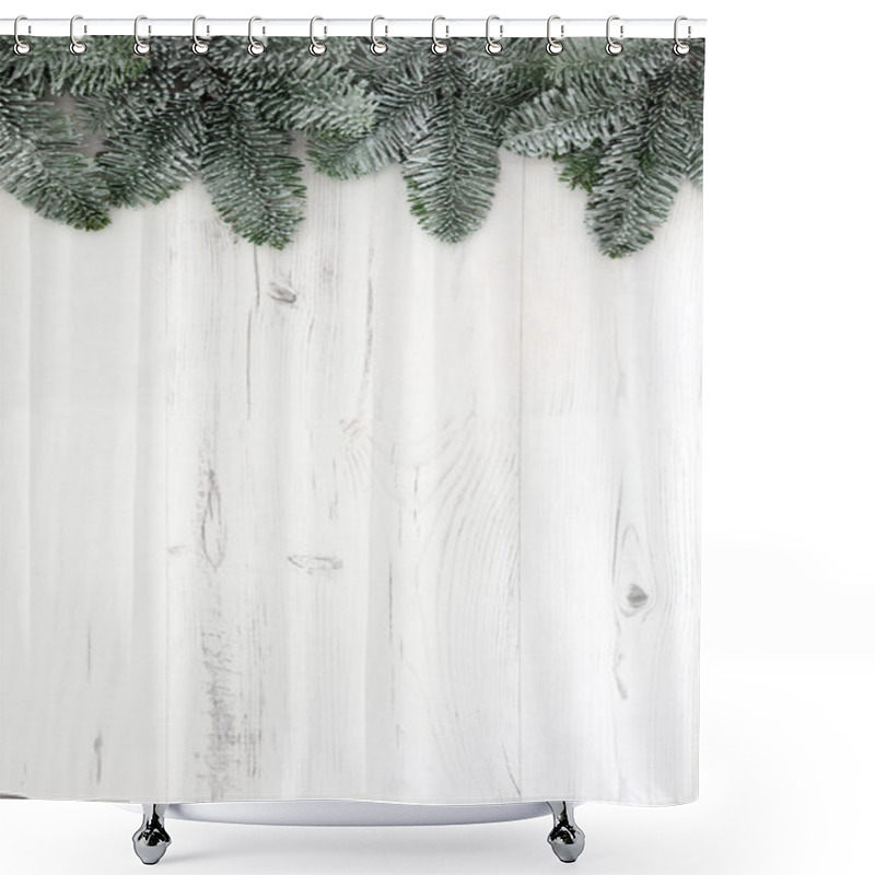 Personality  Christmas Fir And Snow Background Shower Curtains