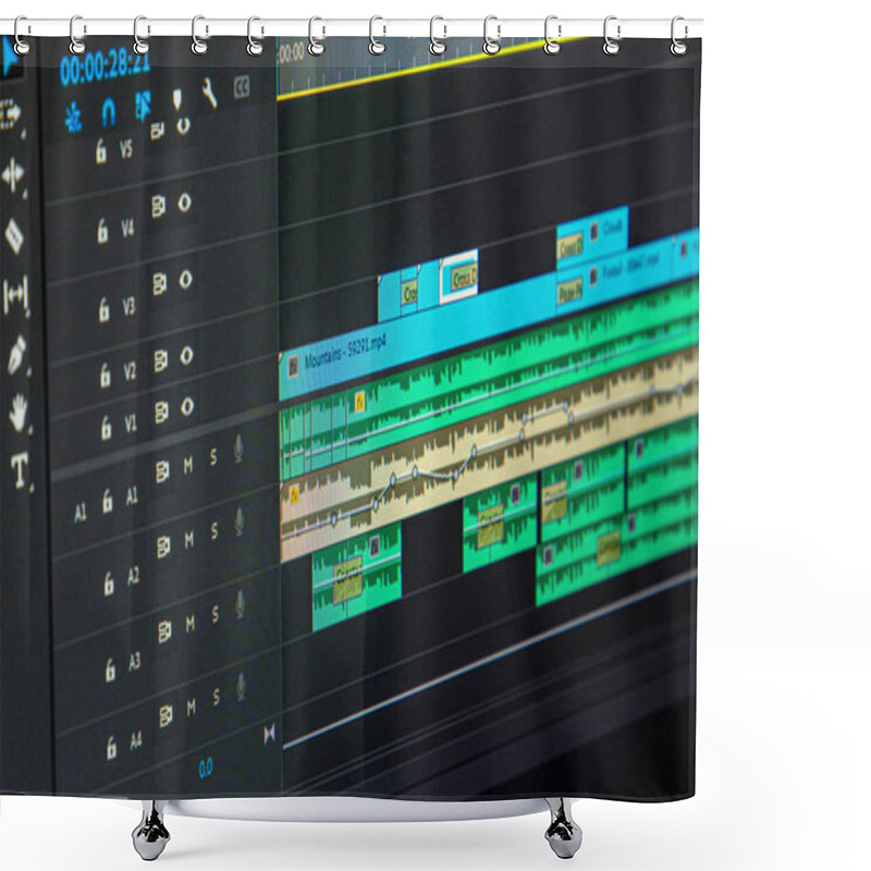 Personality  Video Editing Time Line On Computer Screen Shower Curtains