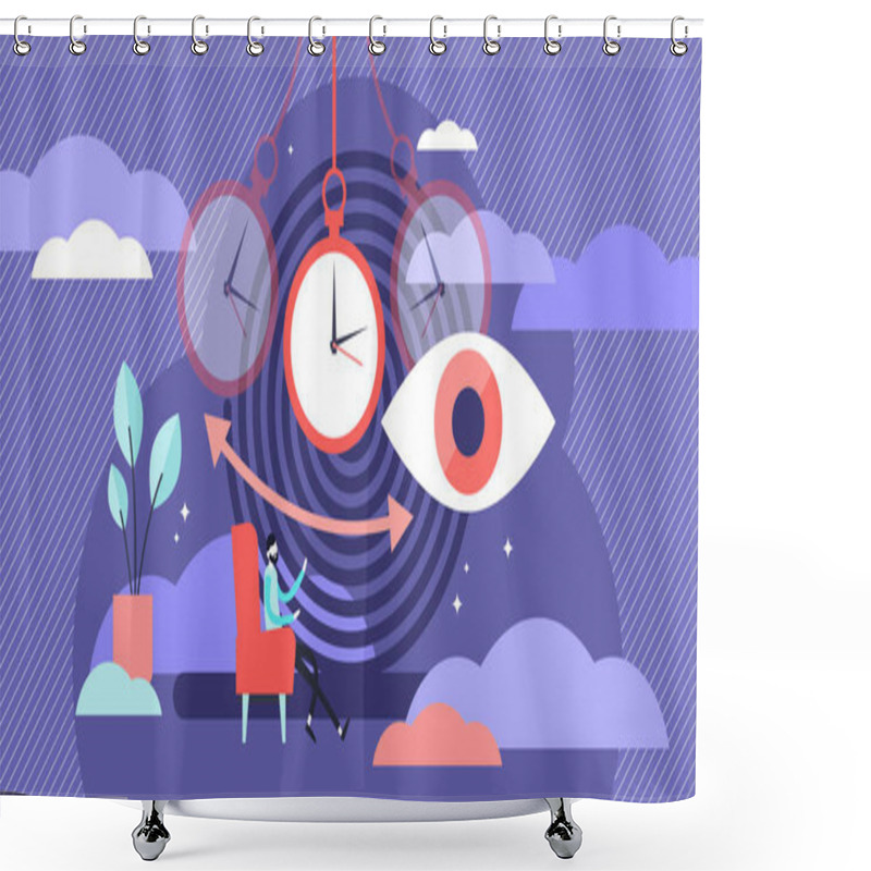 Personality  Hypnosis Vector Illustration. Flat Tiny Therapy Condition Persons Concept. Shower Curtains