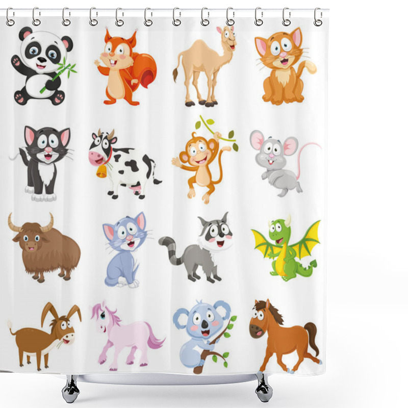 Personality  Vector Illustration Of Cartoon Animals Collection Shower Curtains